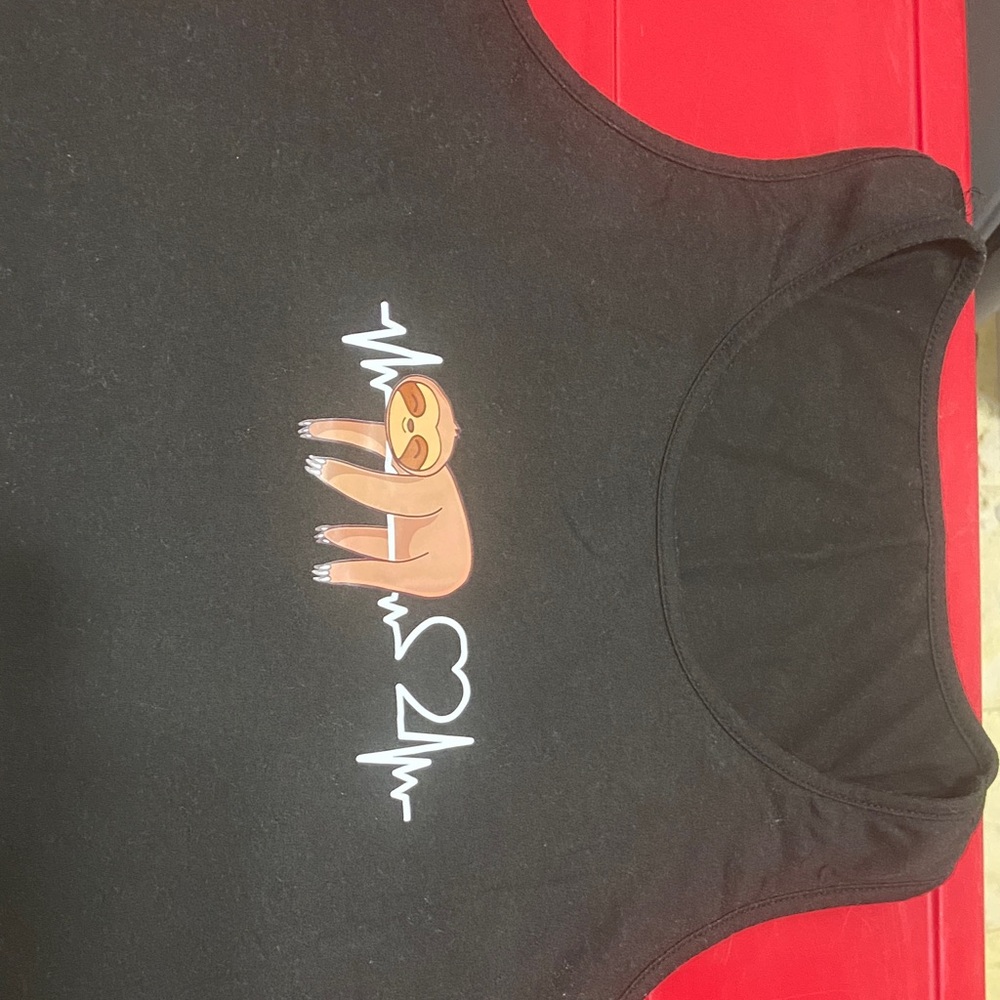 SHEIN Black Tank Top with Sloth Graphic